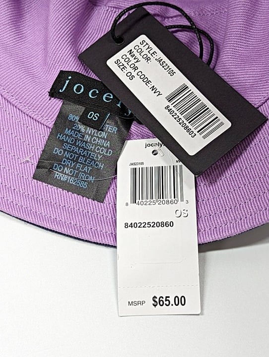 Jocelyn Women's Sequined Smiley Patch Bucket Hat in Navy O/S (MSRP $65)