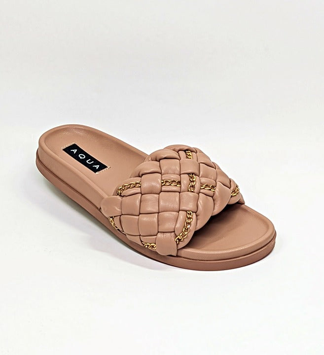 Aqua Women's Sofia Nude Woven Slide Sandals Size 9 (MSRP $108)