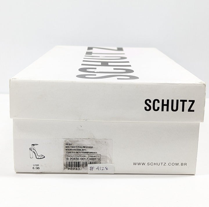 Schutz Women's Geisy Suede Illusion Ankle Strap Heel Sandals Size 6.5 MSRP $180