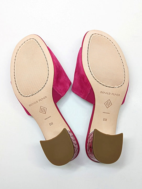 Donald Pliner Women's Toe Loop Block Heel Slide Sandals Pink Size 8 (MSRP $198)