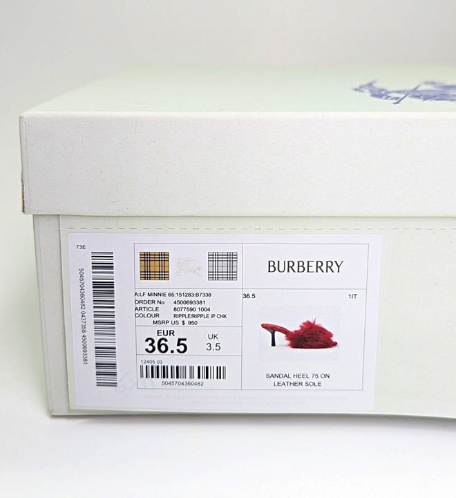 Burberry Jackie 75 Women's Shearling Mules Sandal in Ripple Size 36.5 MSRP $950