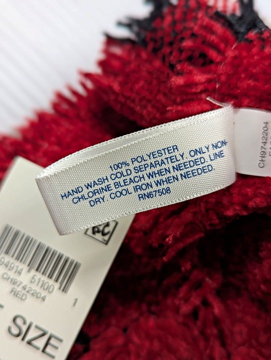 Charter Club Women's Red Chenille Plaid Scarf O/S (MSRP $30)