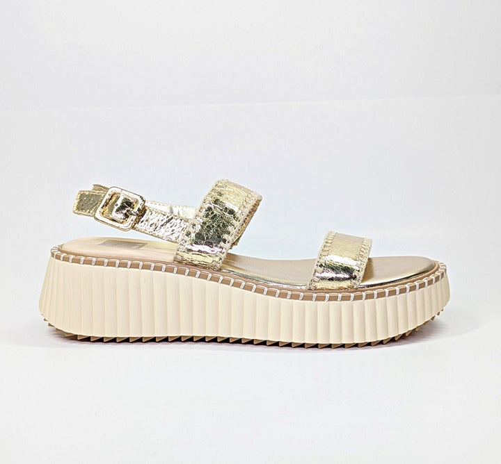Dolce Vita Daiya Women's Metallic Platinum Platform Sandal Size 9.5 (MSRP $130)