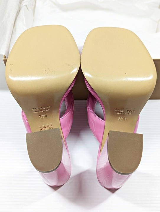 Gia Borghini Women's Gia 17 Pink Patent Platform Sandals Size 37.5 IT MSRP $475