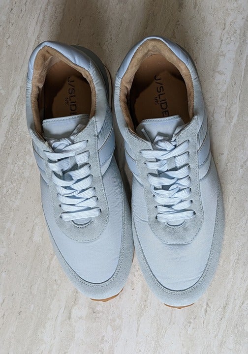 J/Slides Eddie Women's Sneaker Light Blue Suede/Nylon Size 10 M (MSRP $158)