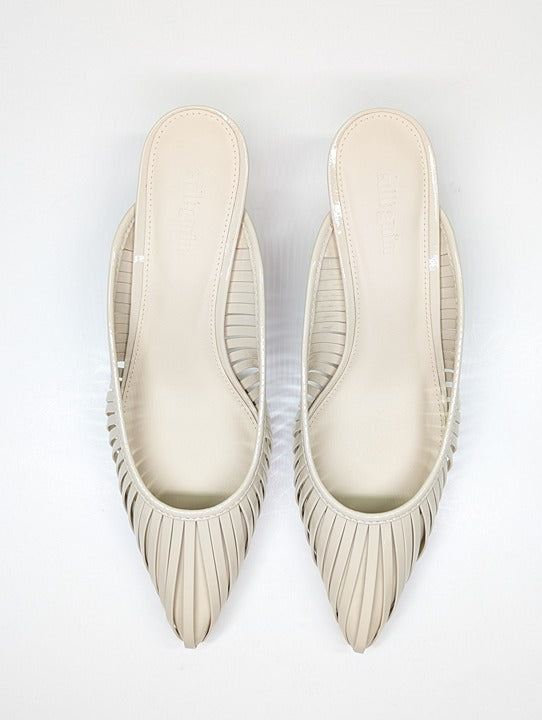Cult Gaia Women's Alia Ball Leather Heel Mules Off White Size 38 (MSRP $325)