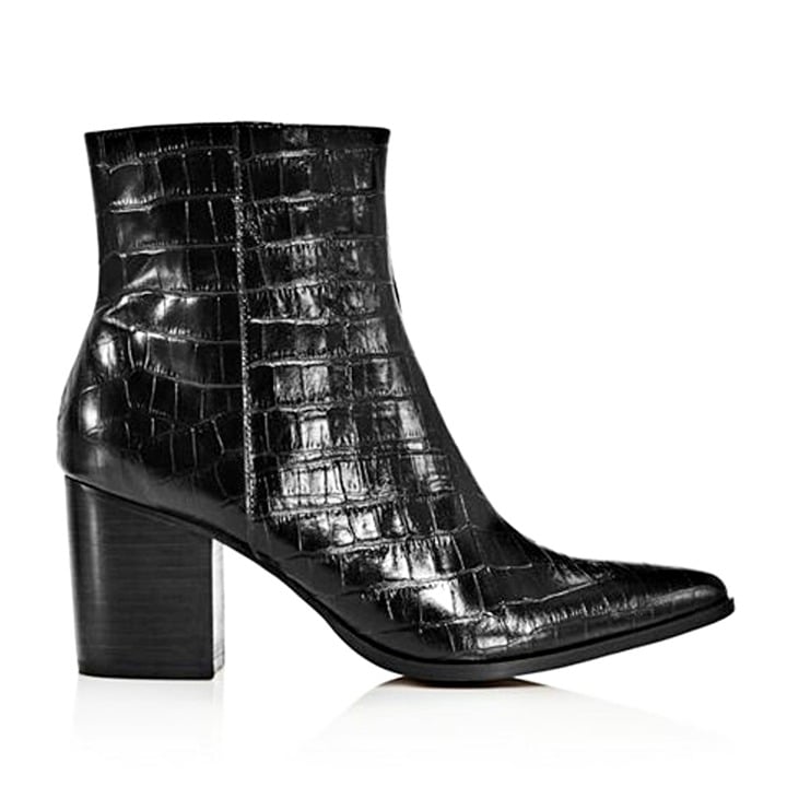 Jaggar Women's Grounded Croc Embossed Black Leather Booties Size 5 (MSRP $208)