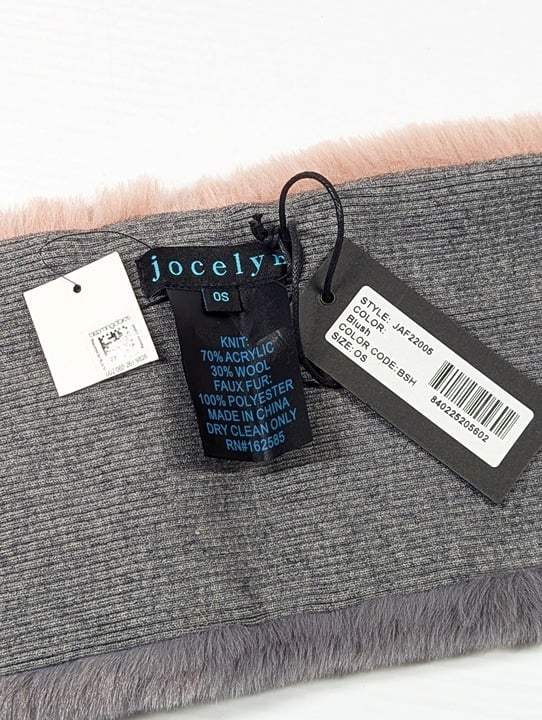 Jocelyn Women's Striped Faux Fur Scarf Blush O/S (MSRP $125)