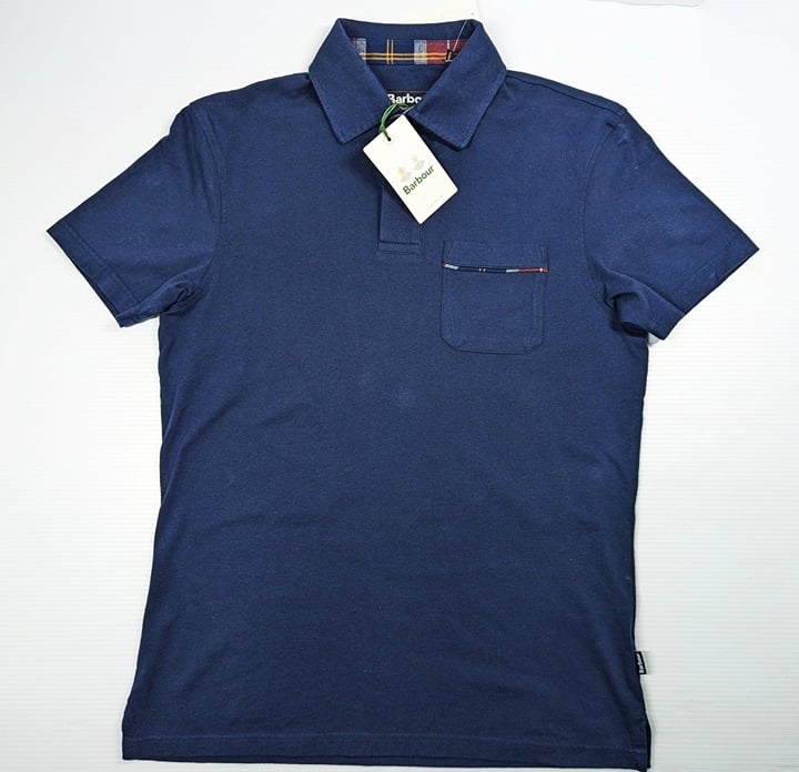 Barbour Elsdon Men's Short Sleeve Polo Shirt Navy Cotton Size S (MSRP $100)