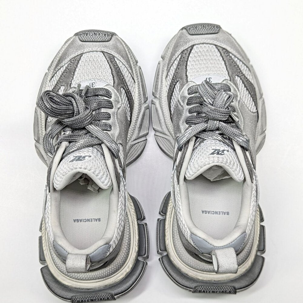Balenciaga 3XL Distressed Suede & Mesh Sneakers Light Grey Size 37 MSRP $1,130