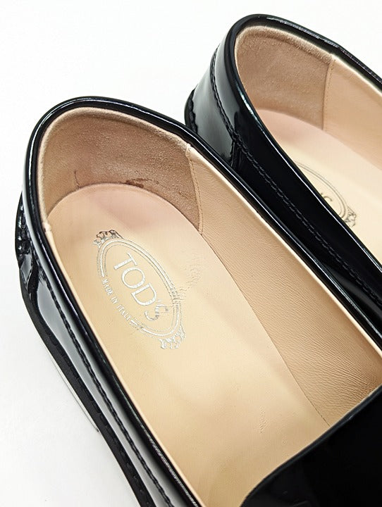 TOD'S Gomma Basso 59C Women's Patent Leather Moccasin Loafers Size 38 MSRP $695