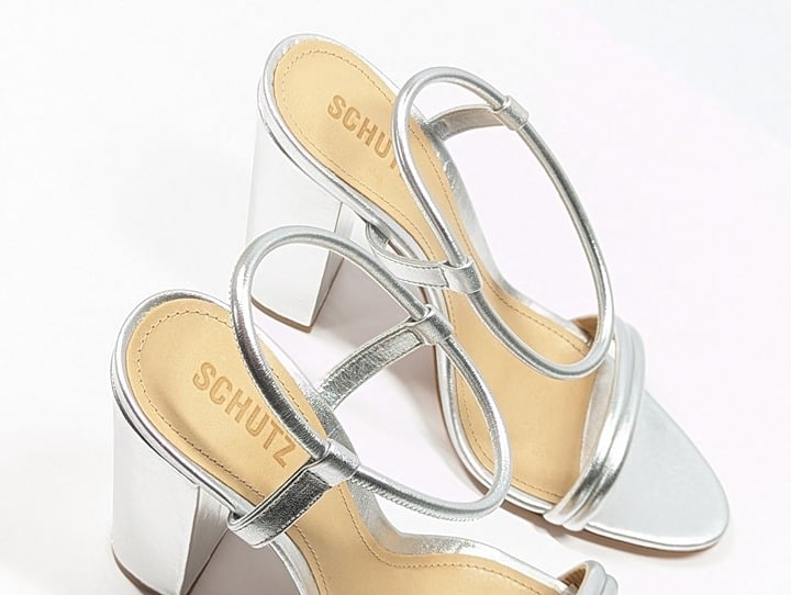 Schutz Women's Pincesa Silver Metallic High-Heel Sandals Size 9.5 B (MSRP $170)