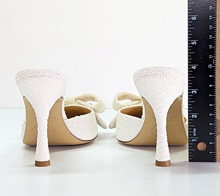 Nalebe Women's Dimante White Glitter High Heel Mules Size 38.5 IT (MSRP $750)