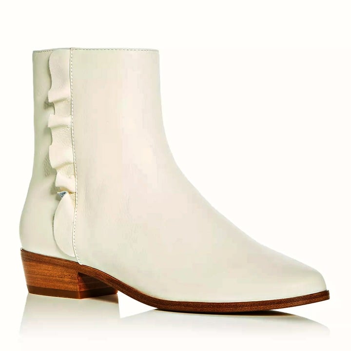 Joie Women's Laleh Ruffle Shell Leather Ankle Booties Size 39.5 EU (MSRP $368)