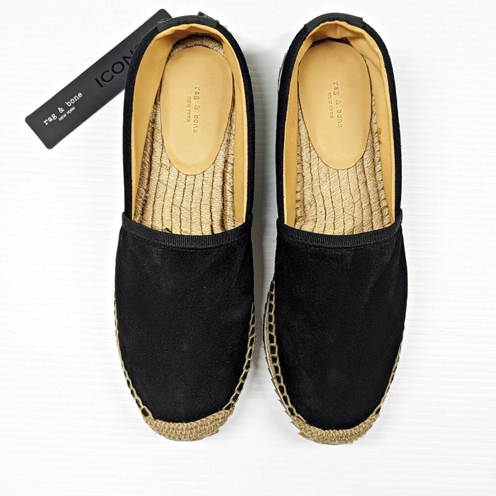 Rag & Bone Women's Espadrille Runner Black Suede Flats Size 40 EU (MSRP $295)