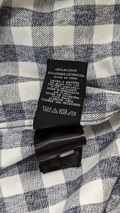 Civil Society Cortez Men's Navy Cotton Check Flannel Shirt Size S (MSRP $79)