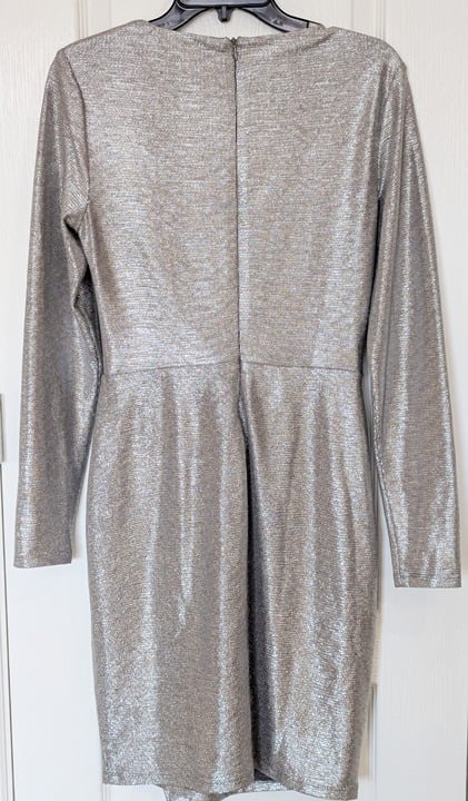 Ralph Lauren Women's Metallic Knit Surplice Cocktail Dress Size 8 (MSRP $245)