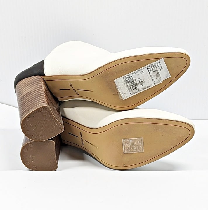 Dolce Vita Women's Renly White Leather Round Toe Block Heel Size 8.5 (MSRP $150)