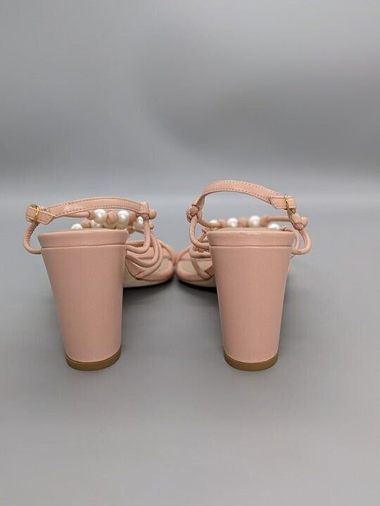 Stuart Weitzman Women's Pearl Knot Block-Heel Sandals Size 8 B (MSRP $495)
