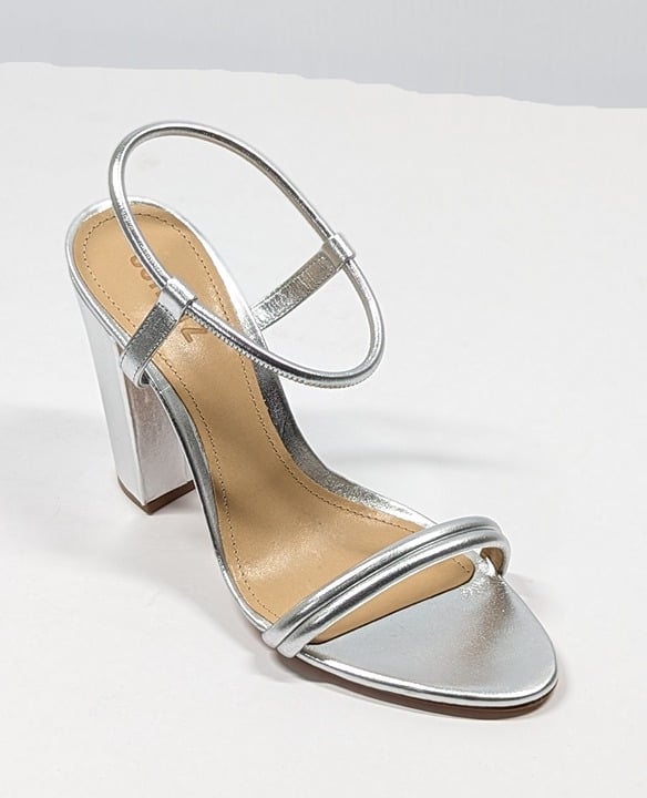 Schutz Women's Pincesa Silver Metallic High-Heel Sandals Size 9.5 B (MSRP $170)