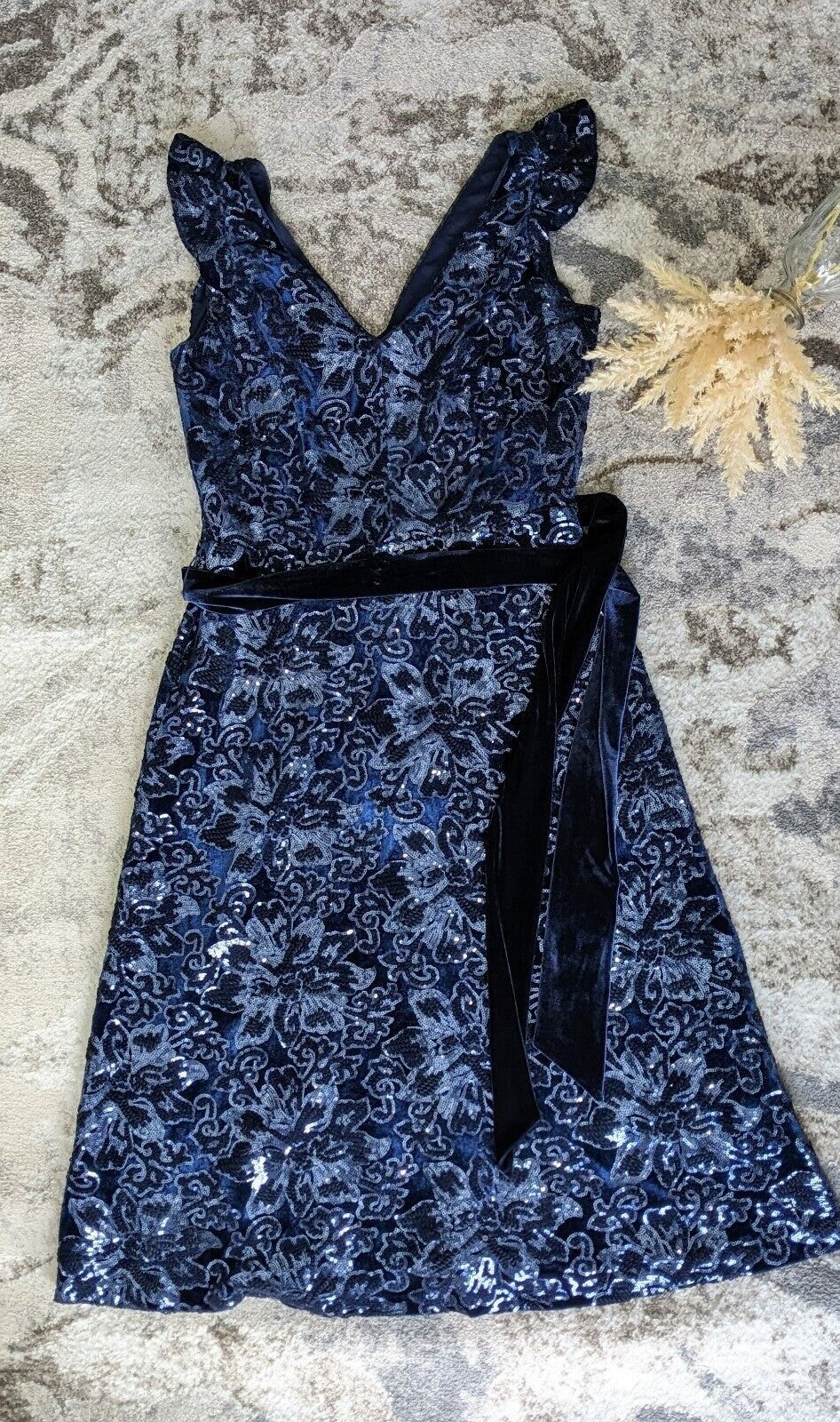 Lauren Ralph Lauren Women's Sequined Velvet Cocktail Dress Size 4 MSRP $265