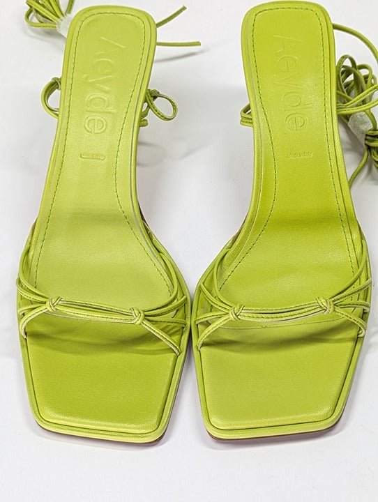 Aeyde Roda Women's Lace up Leather Sandals Apple Green Size 38.5 EU (MSRP $295)