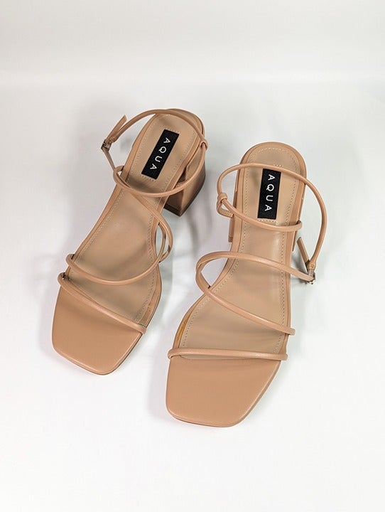 Aqua Women's Raya Beige Strappy High Heel Sandals Size 10 (MSRP $108)
