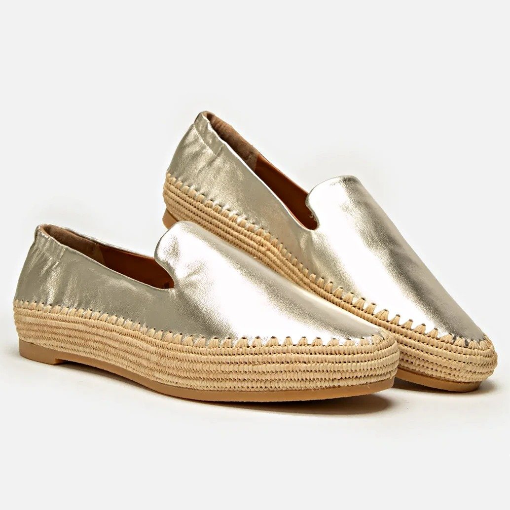 Clergerie Irmis2 Women's Gold Leather Espadrille Flats Size 8 (MSRP $345)