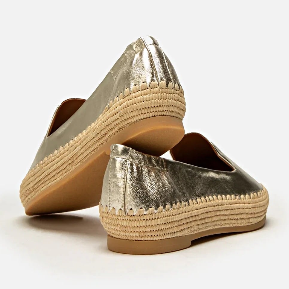 Clergerie Irmis2 Women's Gold Leather Espadrille Flats Size 8 (MSRP $345)