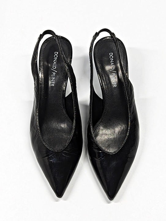 Donald J Pliner Women's Gema Pumps Black Distressed Shine Size 6.5 (MSRP $268)