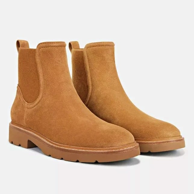 Vince Women's Rue Tan Suede Chelsea Lug Boots Size 6.5 M (MSRP $395)