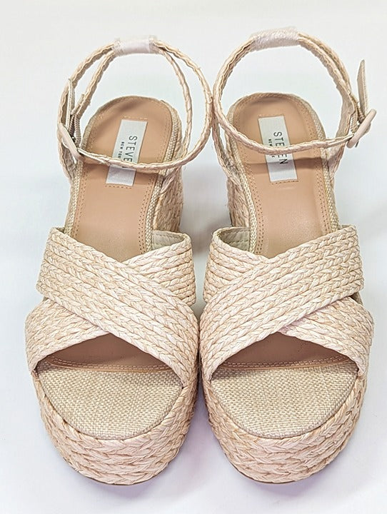 Steven New York Ramey Espadrille Platform Wedge Raffia Sandal Size 9.5 MSRP $130