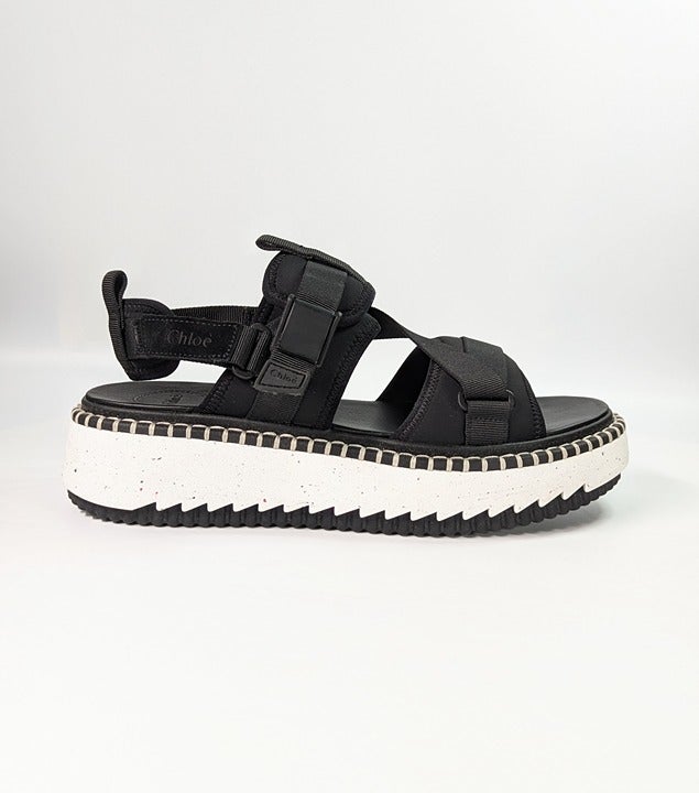 Chloé Lilli Women's Platform Nylon Sandals Black Size 42 IT / 12 US (MSRP $795)
