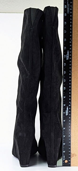 Jeffrey Campbell Women's Katerina Wedge Heel Boots Black Suede Size 10 MSRP $275