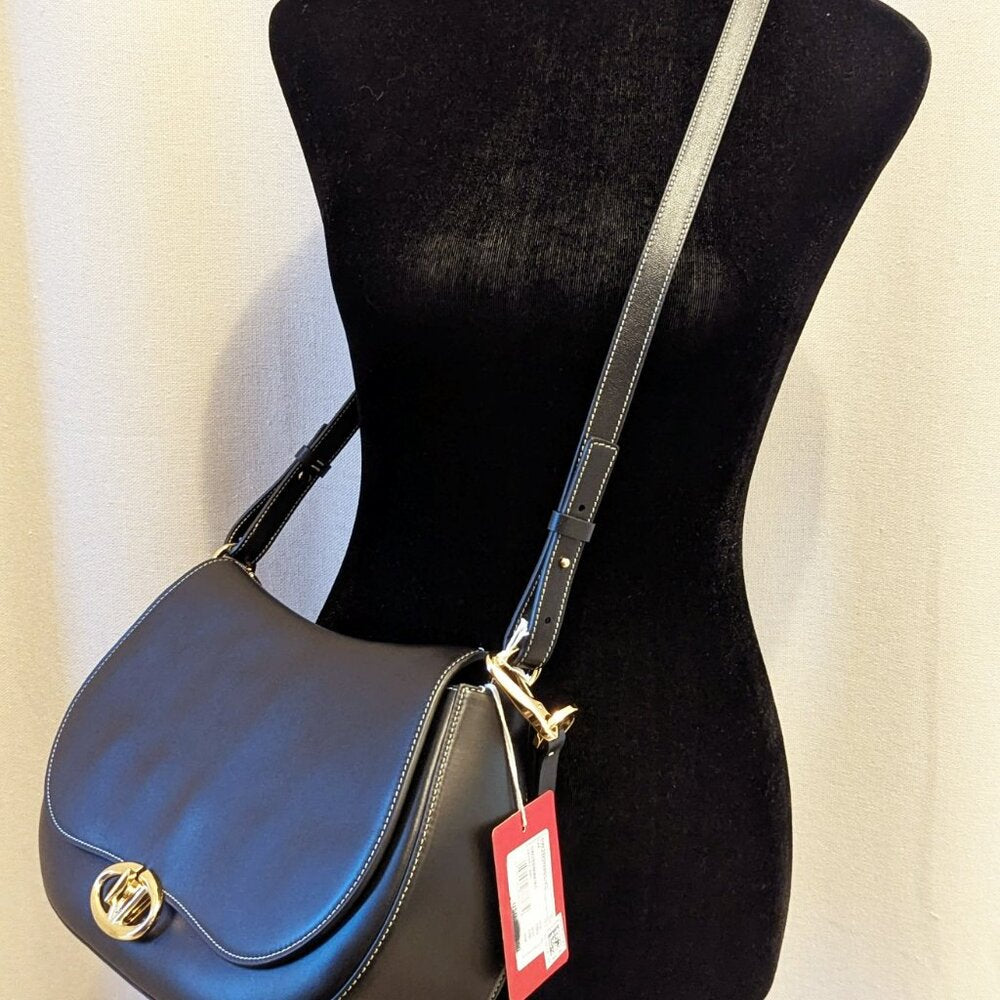 Valentino Garavani Ohval Medium Shoulder Bag Black Nappa Calfskin (MSRP $3,900)