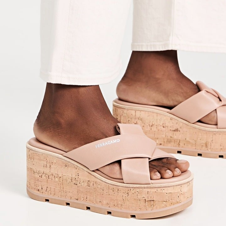 Ferragamo Women's Engracia Platform Slide Sandals in Rosa Size 7 C (MSRP $695)