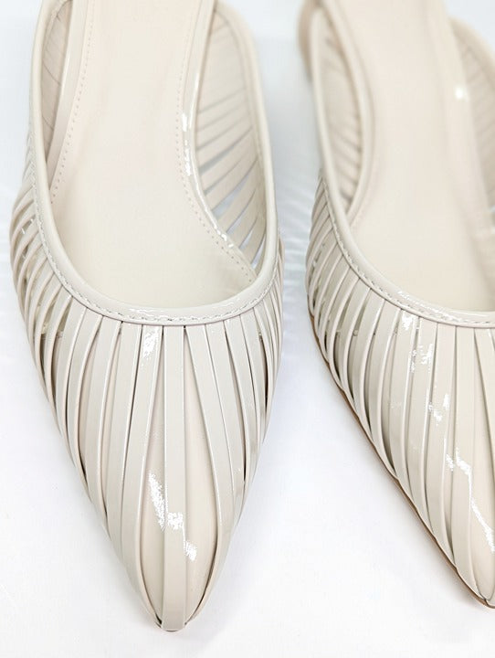 Cult Gaia Women's Alia Ball Leather Heel Mules Off White Size 38 (MSRP $325)