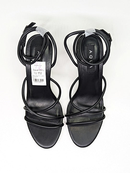 Aqua Women's Arlow Black Ankle Strap High Heel Sandals Size 9.5 (MSRP $108)