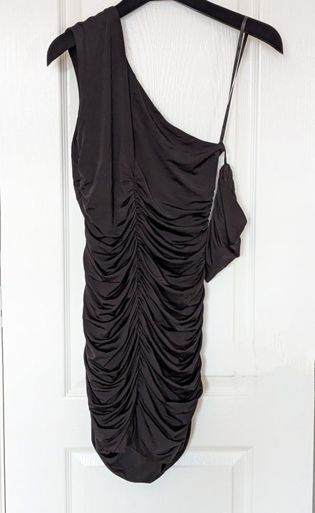 Aqua Women's One Shoulder Black Mini Cocktail Dress Size S (MSRP $238)