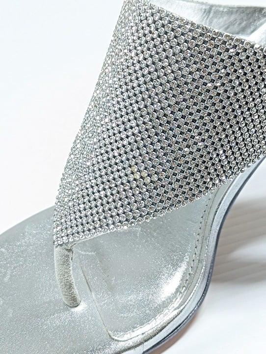Cult Gaia Women's Audrey Rhinestone Embellished Heel Sandals Size 37.5 MSRP $568