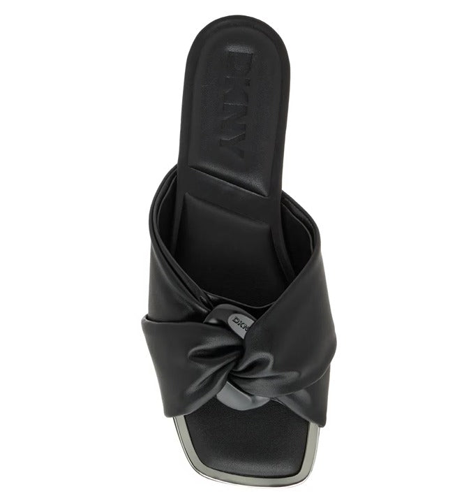 NWOB DKNY Women's Doretta Black Square Toe Slide Sandals Size 8 (MSRP $120)
