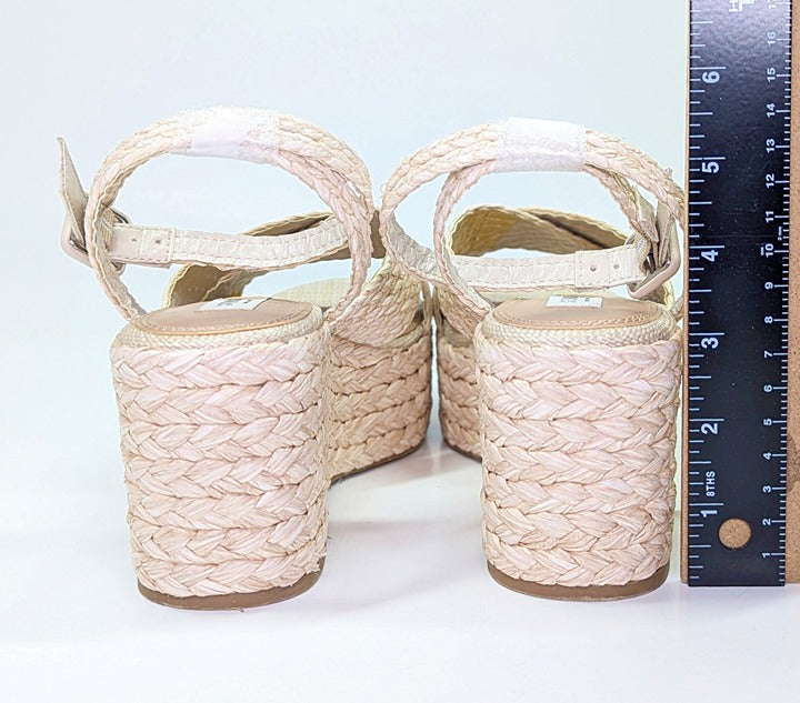 Steven New York Ramey Espadrille Platform Wedge Raffia Sandal Size 9.5 MSRP $130