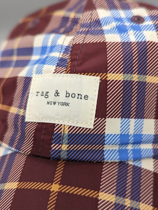 Rag & Bone Unisex Addison Baseball Cap in Burgundy Plaid (MSRP $95)