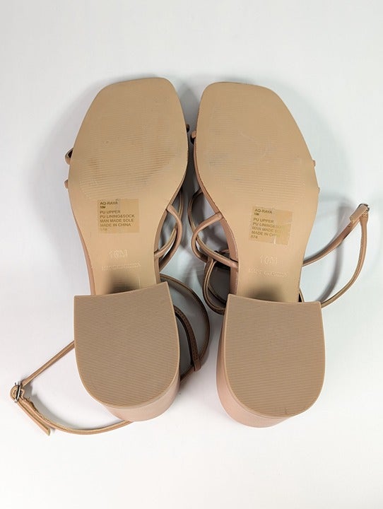 Aqua Women's Raya Beige Strappy High Heel Sandals Size 10 (MSRP $108)