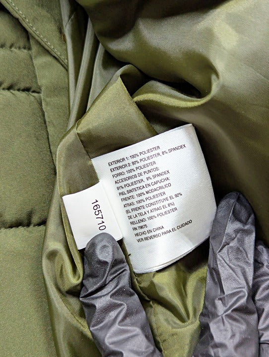 Michael Kors Women's Plus Size Belted Olive Hooded Puffer Coat Size 1X MSRP $350