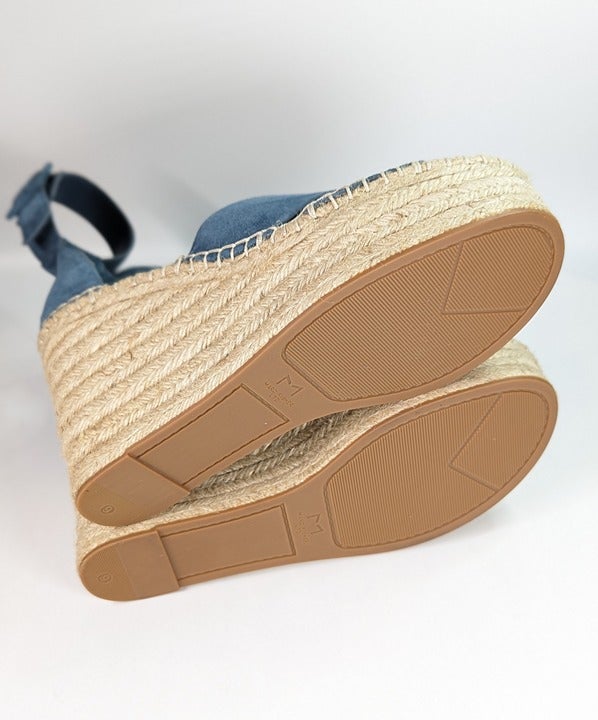 Marc Fisher Women's Able Square Toe Blue Wedge Platform Size 9 (MSRP $140)
