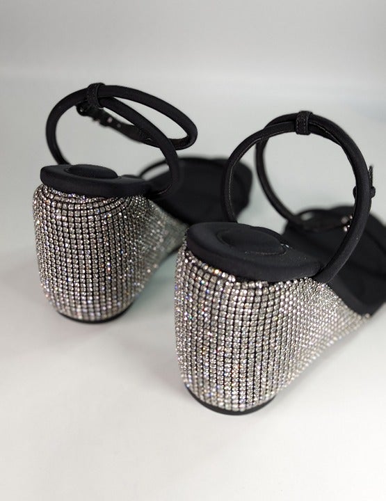 Alexander Wang Women's Dahlia Crystal Embellished Wedge Sandal Size 38 MSRP $850