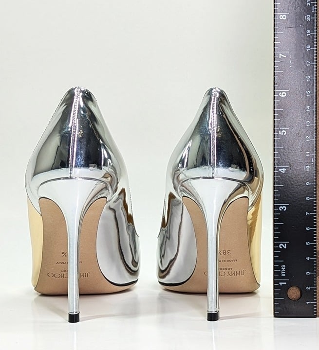Jimmy Choo Women's Cass 95 Metallic Pointed Toe Pumps Size 38.5 (MSRP $950)