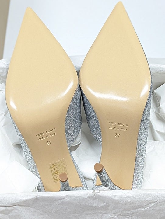 Gia Borghini Women's Abella Glitter Pointed Toe Heel Mules Size 39 (MSRP $550)