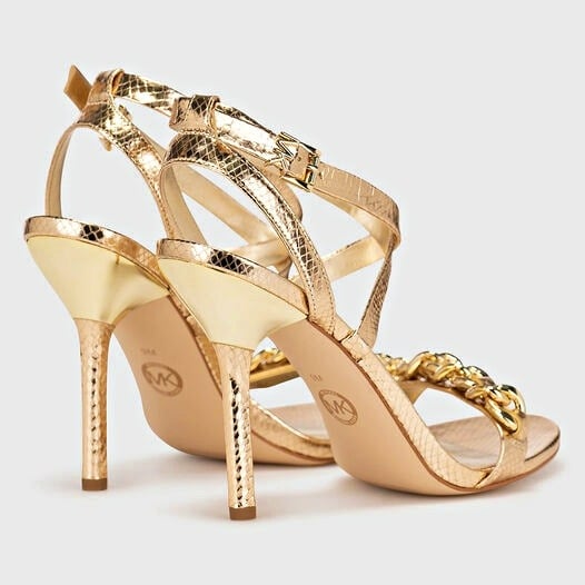 Michael Kors Asha Embellished Snake Embossed Leather Sandal Size 9.5 (MSRP $225)